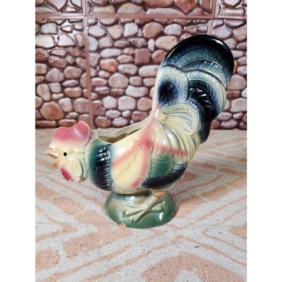 1950's Royal Copley Rooster Planter Vase - Picture 1 of 11